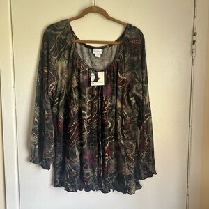 Paisley Long Sleeve Top Size 3X
